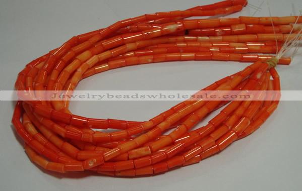 CCB83 15.5 inches 5*10mm column orange coral beads Wholesale