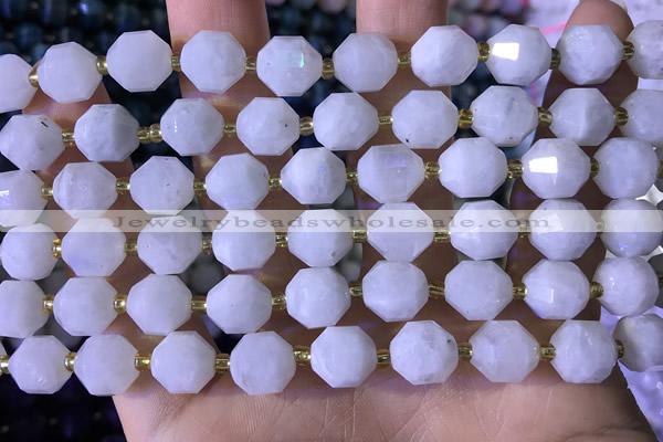 CCB842 15.5 inches 9*10mm faceted white moonstone beads wholesale