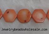 CCB85 15.5 inches 13mm hexagon pink coral beads Wholesale