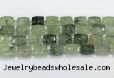 CCB886 11*15mm-12*16mm faceted cuboid green rutilated quartz beads wholesale