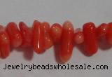 CCB91 15.5 inch 4*11mm irregular branch pale red coral chip beads