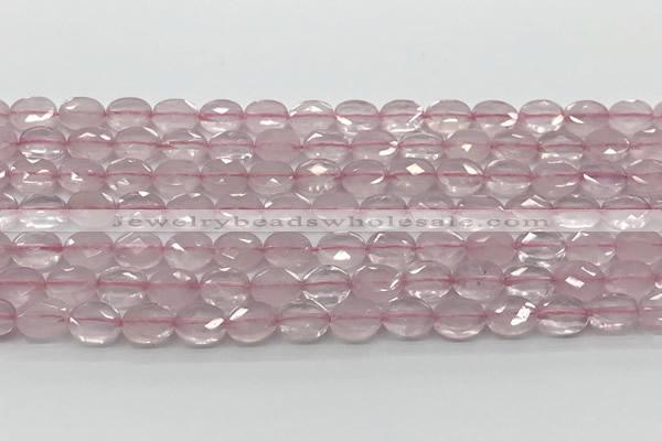 CCB915 15.5 inches 6*8mm faceted oval rose quartz beads