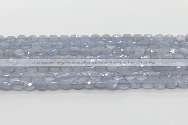 CCB921 15.5 inches 6*8mm faceted oval blue lace agate beads