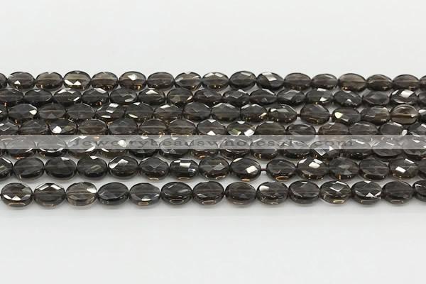 CCB922 15.5 inches 6*8mm faceted oval smoky quartz beads