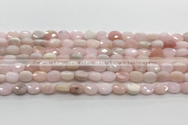 CCB923 15.5 inches 6*8mm faceted oval pink opal beads