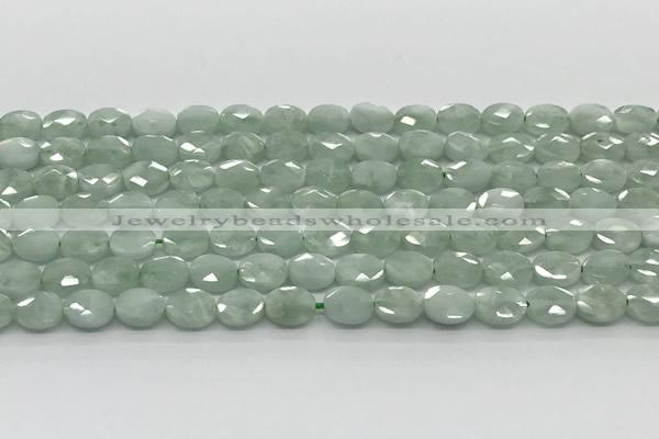 CCB924 15.5 inches 6*8mm faceted oval green angel skin beads