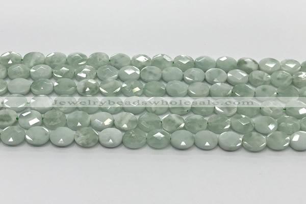 CCB934 15.5 inches 8*10mm faceted oval green angel skin beads