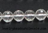 CCC210 15.5 inches 12mm faceted round grade AB natural white crystal beads