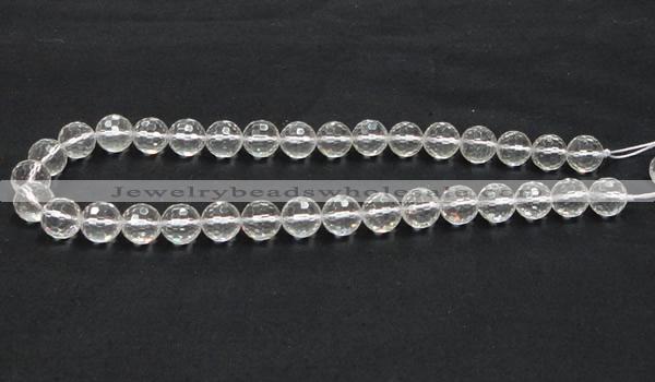 CCC210 15.5 inches 12mm faceted round grade AB natural white crystal beads