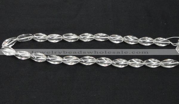 CCC220 8*18mm twisted rice grade AB natural white crystal beads