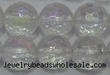 CCC413 15.5 inches 10mm faceted round AB-color white crystal beads