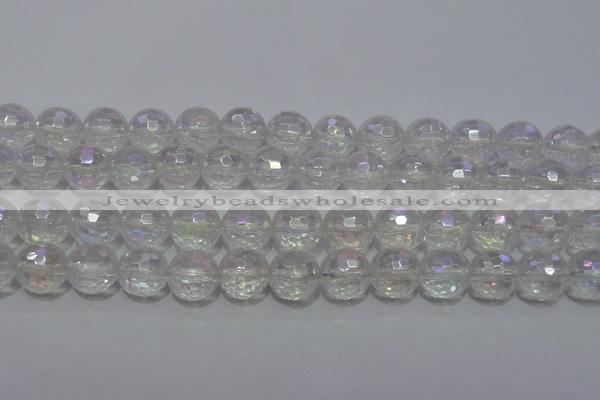 CCC413 15.5 inches 10mm faceted round AB-color white crystal beads