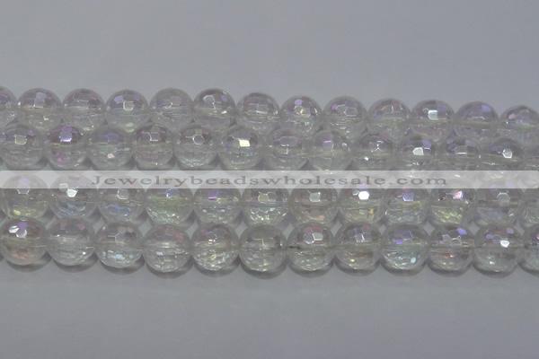 CCC414 15.5 inches 12mm faceted round AB-color white crystal beads