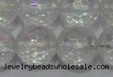 CCC415 15.5 inches 14mm faceted round AB-color white crystal beads