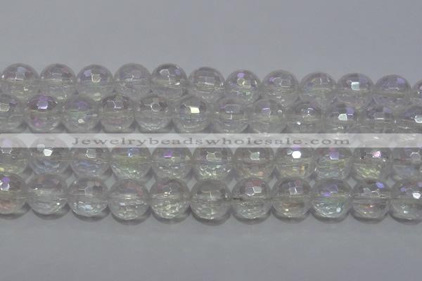 CCC415 15.5 inches 14mm faceted round AB-color white crystal beads