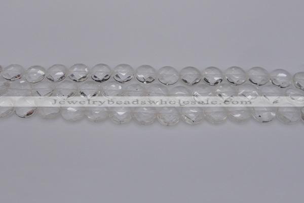 CCC502 15.5 inches 8mm faceted coin natural white crystal beads