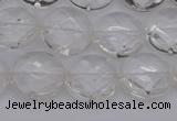 CCC503 15.5 inches 10mm faceted coin natural white crystal beads