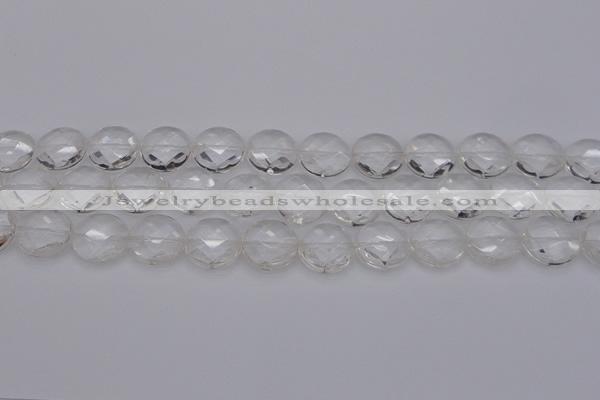 CCC506 15.5 inches 16mm faceted coin natural white crystal beads