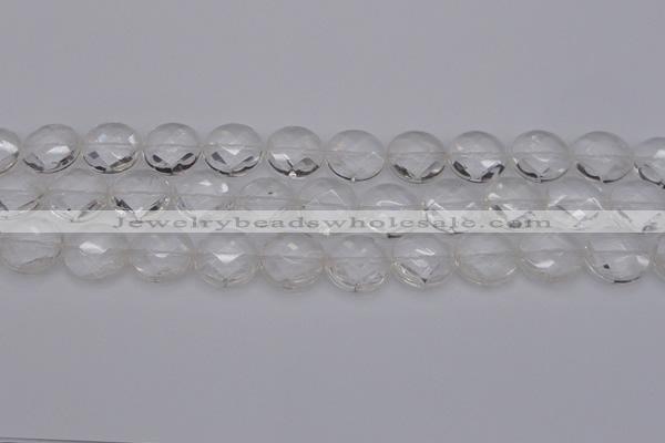 CCC507 15.5 inches 18mm faceted coin natural white crystal beads