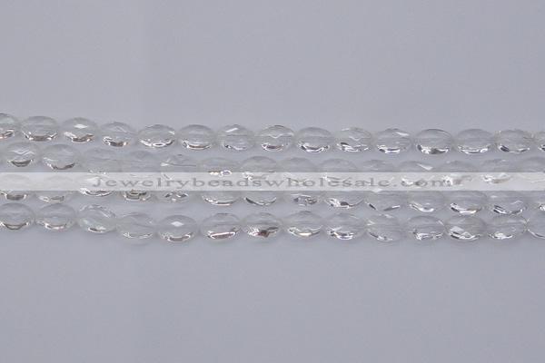 CCC513 15.5 inches 10*14mm faceted oval natural white crystal beads