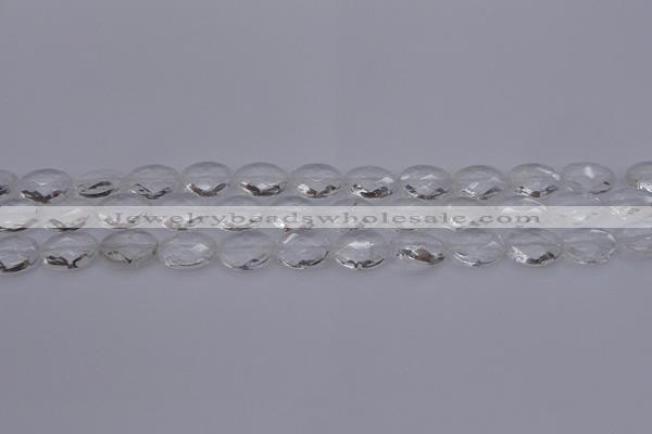 CCC514 15.5 inches 12*16mm faceted oval natural white crystal beads