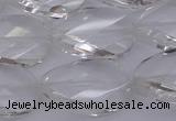 CCC521 15.5 inches 18*25mm twisted & faceted oval white crystal beads