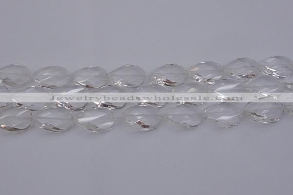 CCC521 15.5 inches 18*25mm twisted & faceted oval white crystal beads