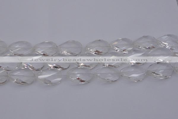 CCC522 15.5 inches 20*30mm twisted & faceted oval white crystal beads