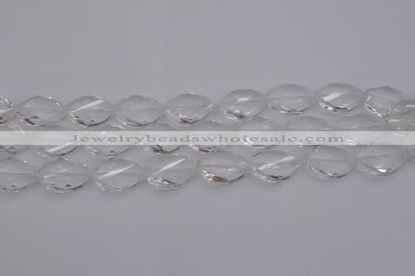 CCC525 15.5 inches 15*20mm twisted & faceted teardrop white crystal beads