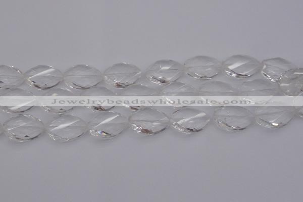 CCC526 15.5 inches 18*25mm twisted & faceted teardrop white crystal beads