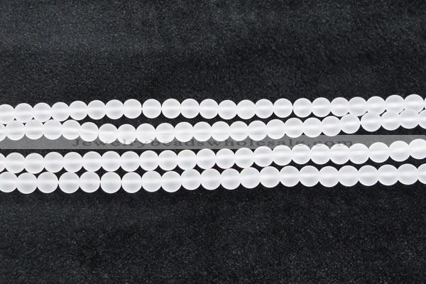 CCC601 15.5 inches 6mm round matte natural white crystal beads