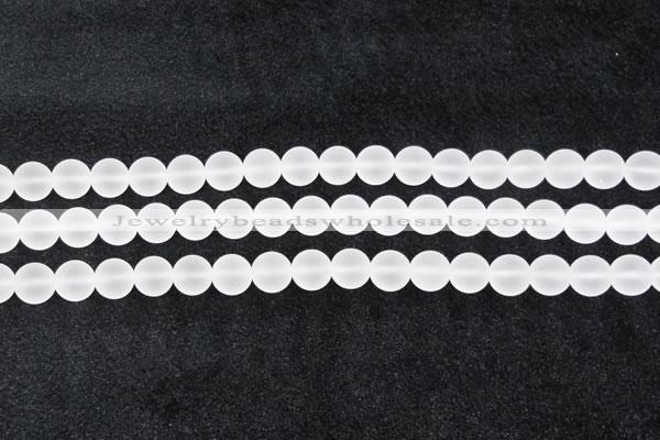 CCC603 15.5 inches 10mm round matte natural white crystal beads