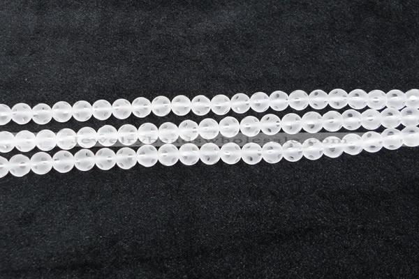 CCC606 15.5 inches 6mm faceted round matte natural white crystal beads