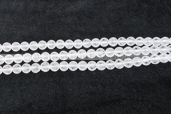 CCC607 15.5 inches 8mm faceted round matte natural white crystal beads