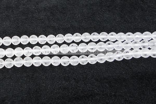 CCC608 15.5 inches 10mm faceted round matte natural white crystal beads