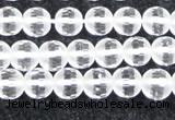 CCC611 15.5 inches 6mm faceted round matte natural white crystal beads