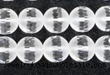 CCC614 15.5 inches 12mm faceted round matte natural white crystal beads