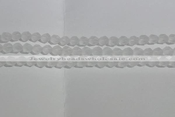 CCC626 15.5 inches 6mm faceted nuggets matte white crystal beads