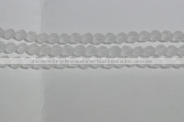 CCC627 15.5 inches 8mm faceted nuggets matte white crystal beads