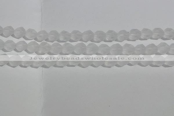 CCC628 15.5 inches 10mm faceted nuggets matte white crystal beads