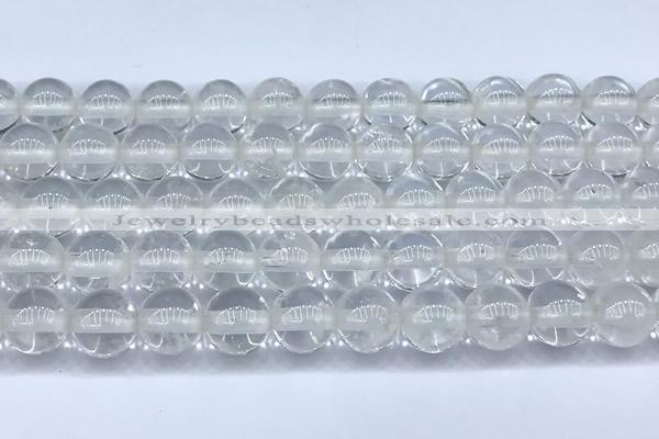 CCC638 15 inches 10mm round white crystal beads, 2mm hole