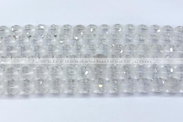 CCC641 15 inches 8mm faceted round white crystal beads