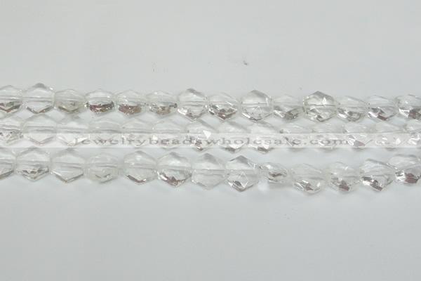 CCC750 15.5 inches 14*14mm faceted hexagon natural white crystal beads