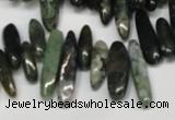 CCH343 15.5 inches 5*20mm moss agate chips gemstone beads wholesale