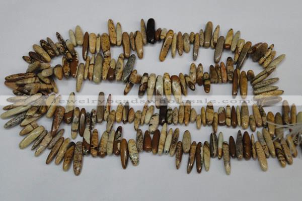 CCH345 15.5 inches 5*20mm picture jasper chips beads wholesale