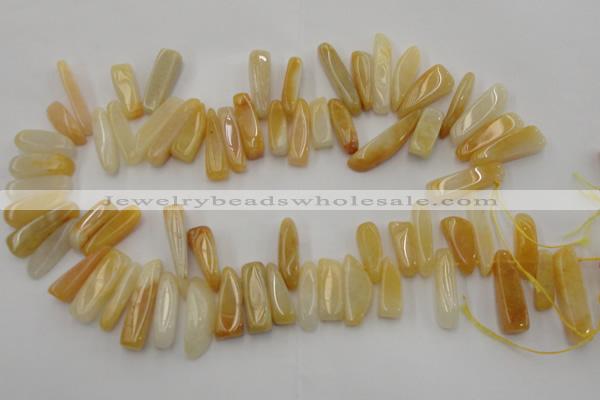 CCH408 15.5 inches 6*20mm - 7*30mm yellow jade chips beads