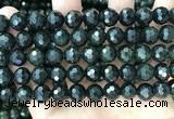 CCJ346 15.5 inches 12mm faceted round dark green jade beads