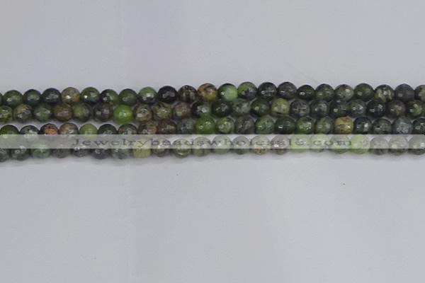 CCJ421 15.5 inches 6mm faceted round dendritic green jade beads