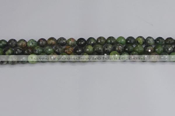 CCJ422 15.5 inches 8mm faceted round dendritic green jade beads