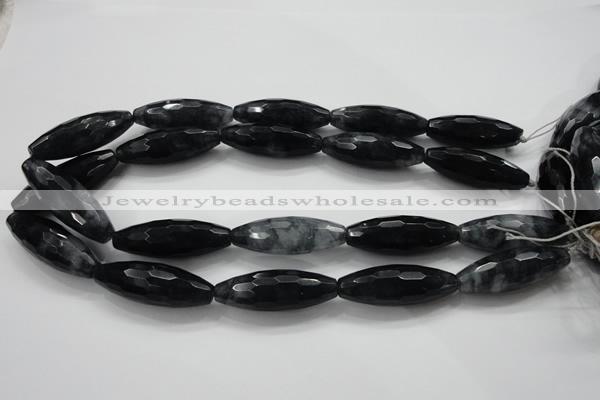 CCN1620 15.5 inches 14*40mm faceted rice candy jade beads